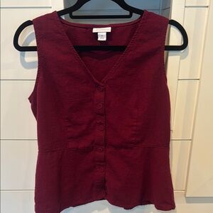 Liz Claiborne Burgundy Fitted Peplum Tank Top